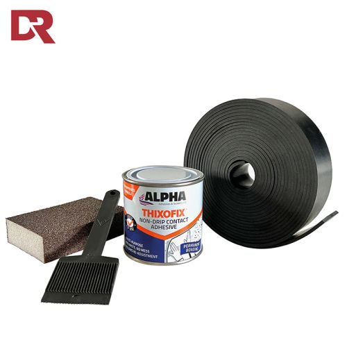 Rubber strip fixing kit